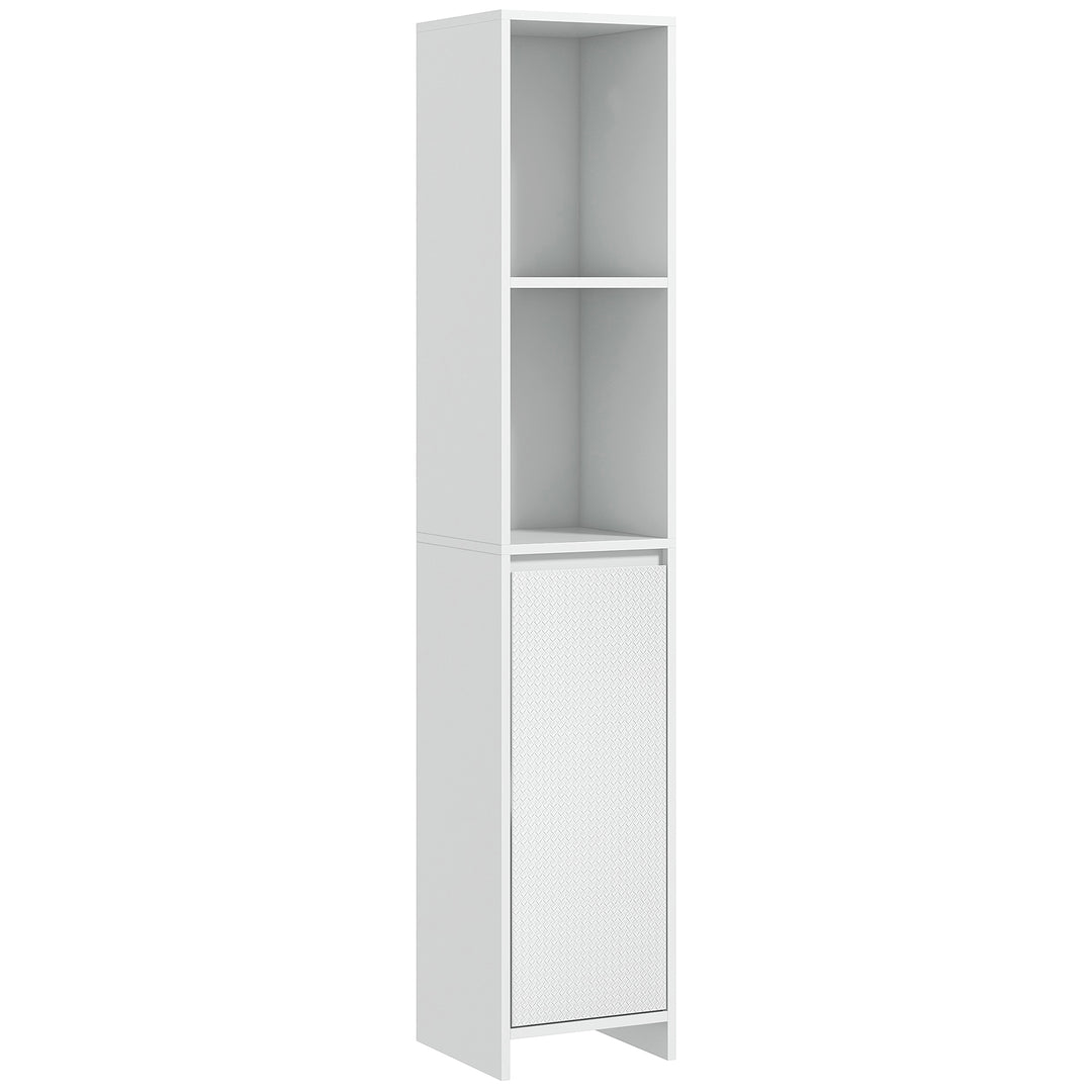 Narrow Bathroom Cabinet, Slim Bathroom Storage Unit with Open Compartment, Freestanding Storage Cupboard for Small Spaces, 30 x 30 x 160 cm, White