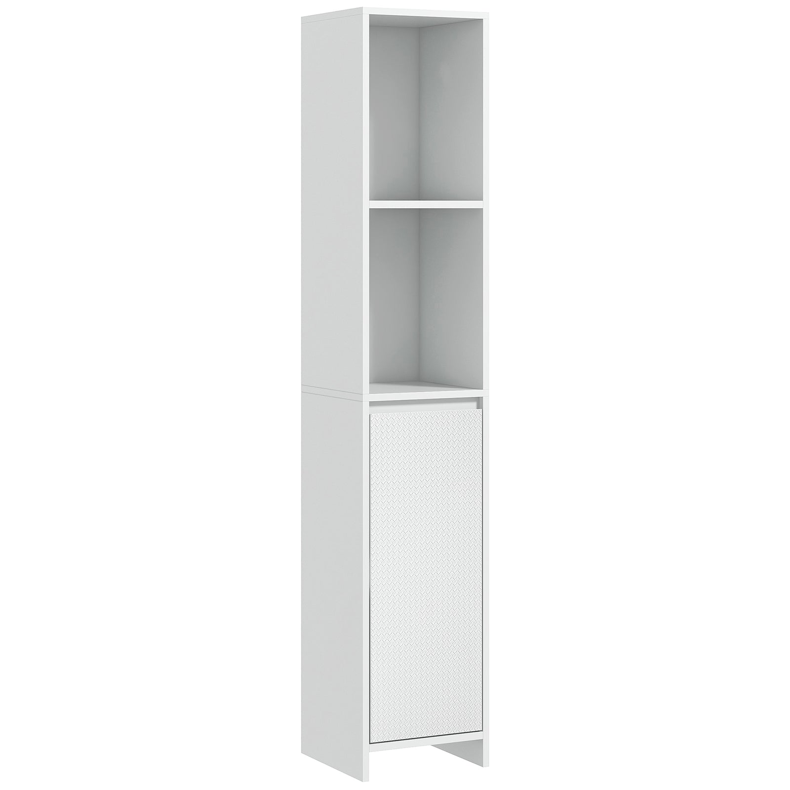 Narrow Bathroom Cabinet, Slim Bathroom Storage Unit with Open Compartment, Freestanding Storage Cupboard for Small Spaces, 30 x 30 x 160 cm, White