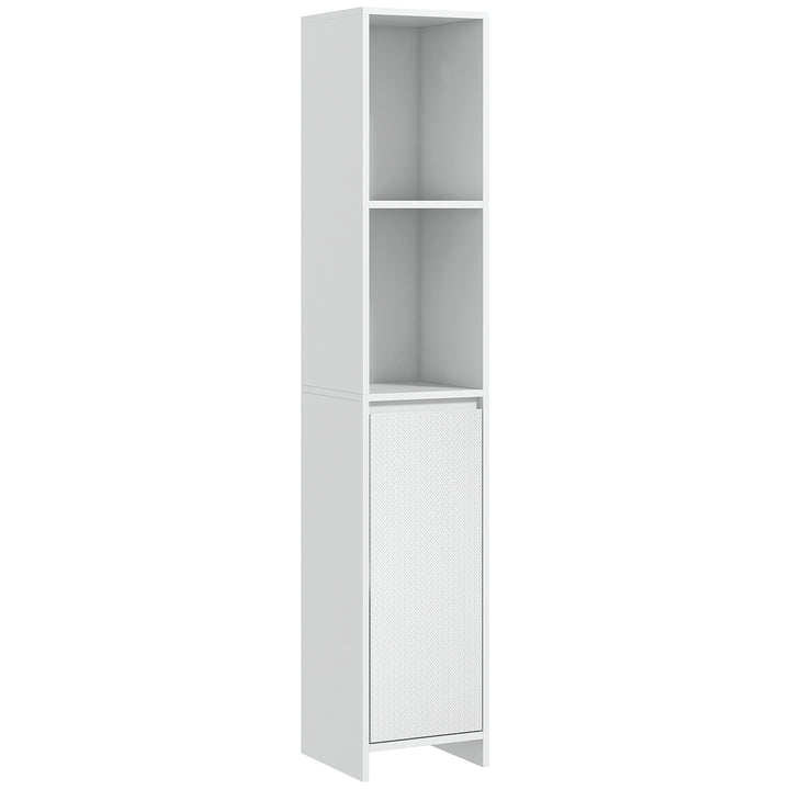 Narrow Bathroom Cabinet, Slim Bathroom Storage Unit with Open Compartment, Freestanding Storage Cupboard for Small Spaces, 30 x 30 x 160 cm, White