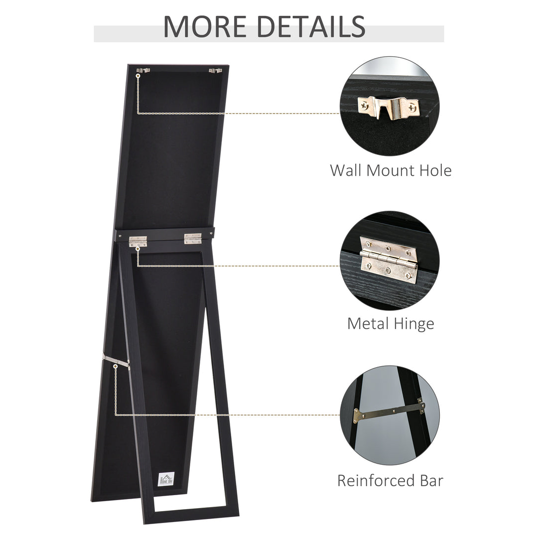 Full Length Mirror for Bedroom, Free Standing Dressing Mirror, Wall Mirror for Living Room, 37 x 154 cm, Black
