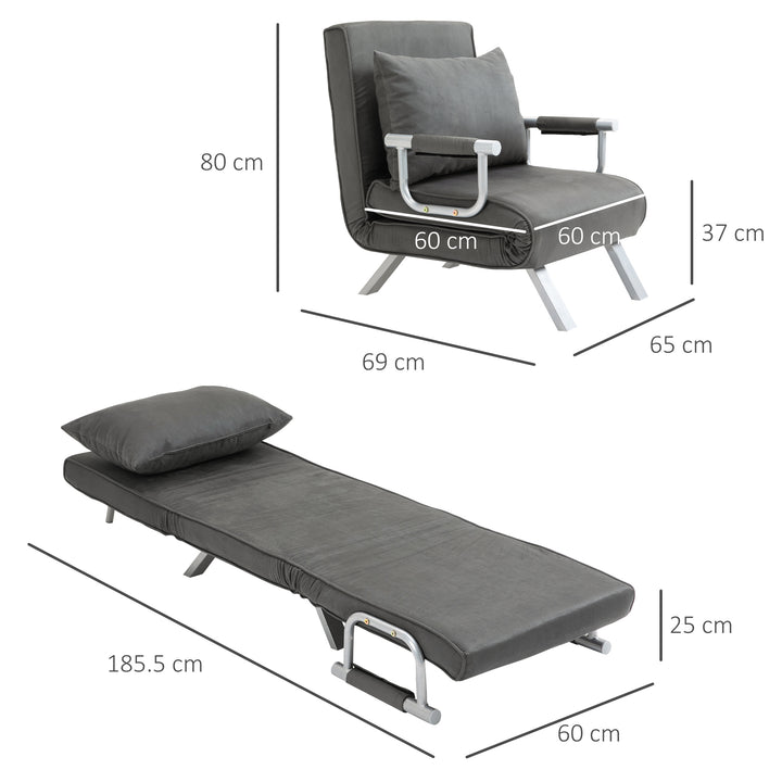 4-in-1 Faux Suede Chair Bed - Grey