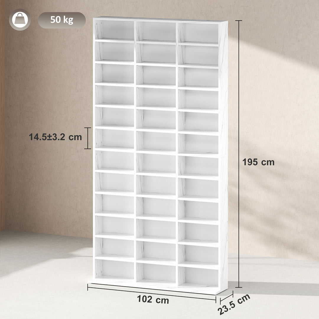 CD Storage Unit with Adjustable Shelves, 102 x 195 cm, Marble Effect