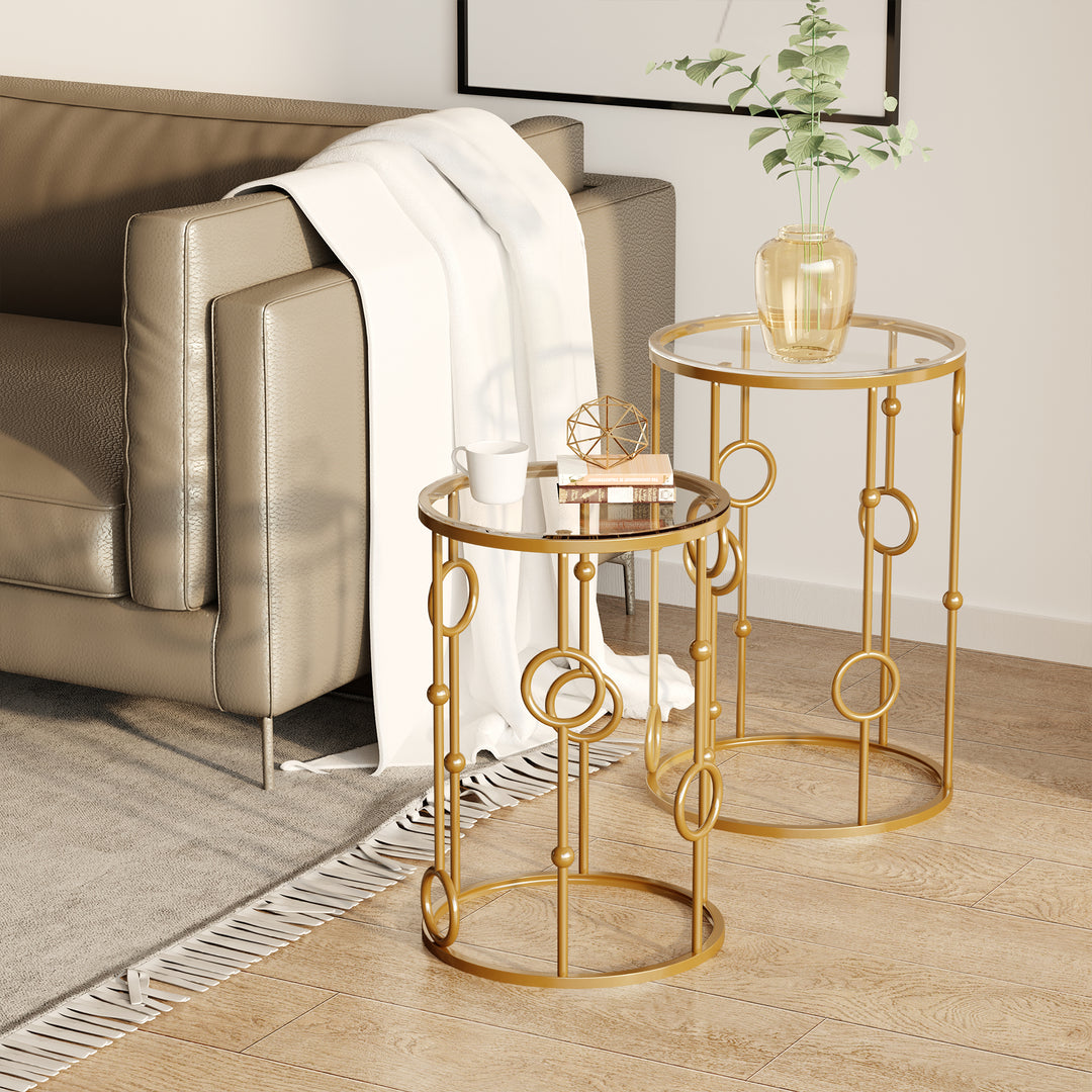 MCL Nesting Round Coffee Table Set of 2 - Gold Tone
