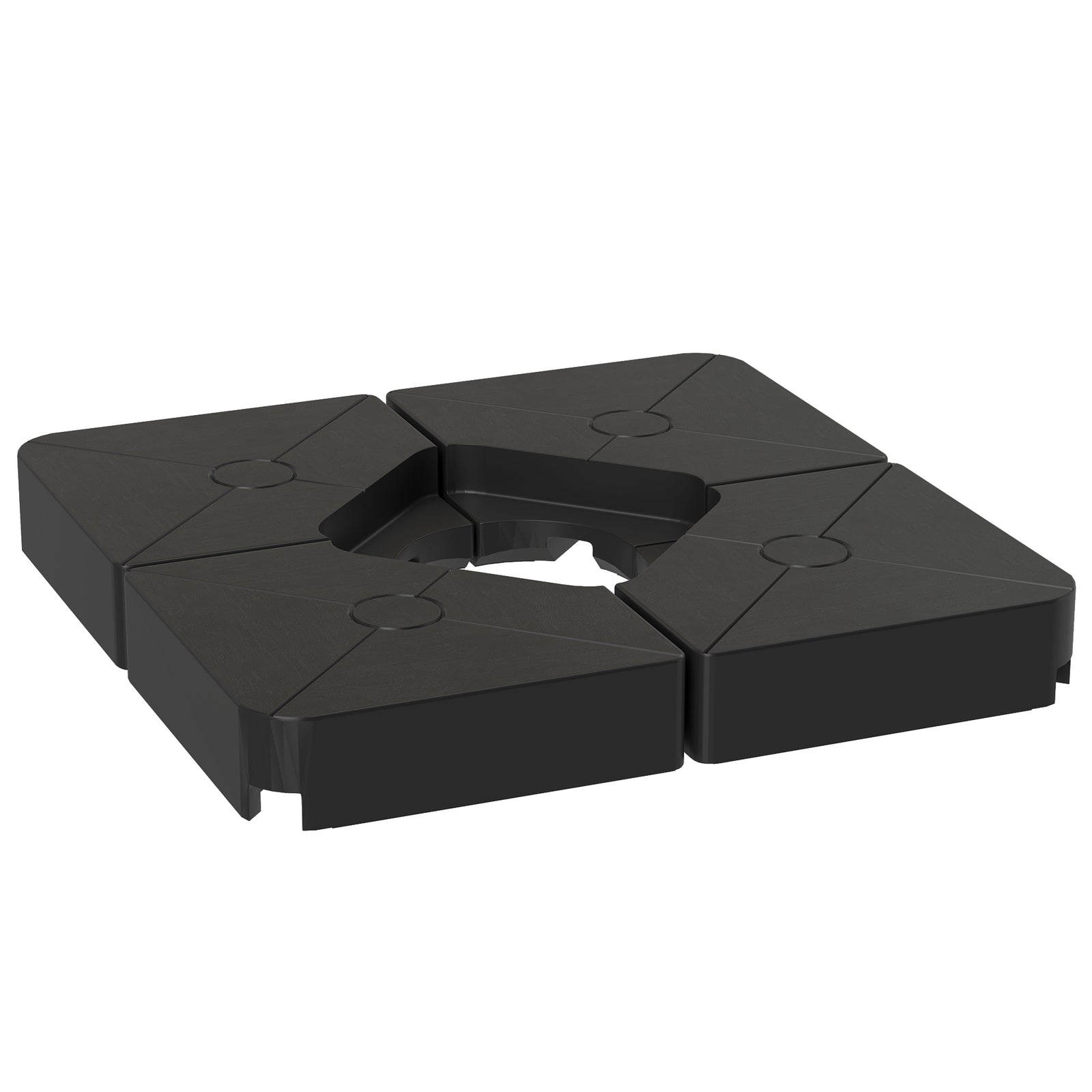 Umbrella Weights for Cantilever Parasols, Set of 4 Heavy Duty Parasol Base Weights, 64kg Sand or 55kg Water Filled, Black