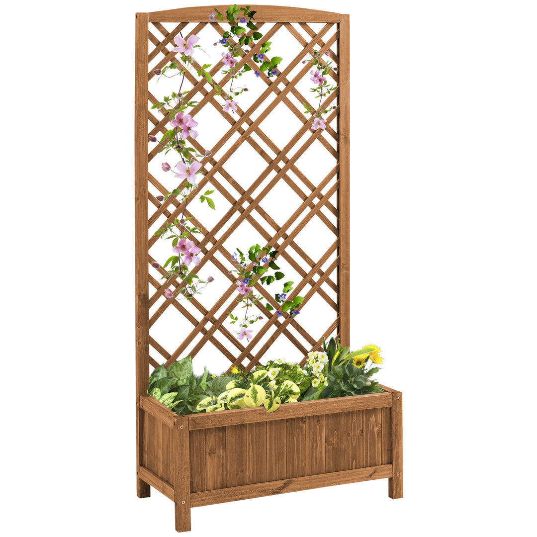 Garden Planter with Trellis, Wooden Raised Bed for Garden with Lattice Trellis for Vegetables, Herbs and Flowers