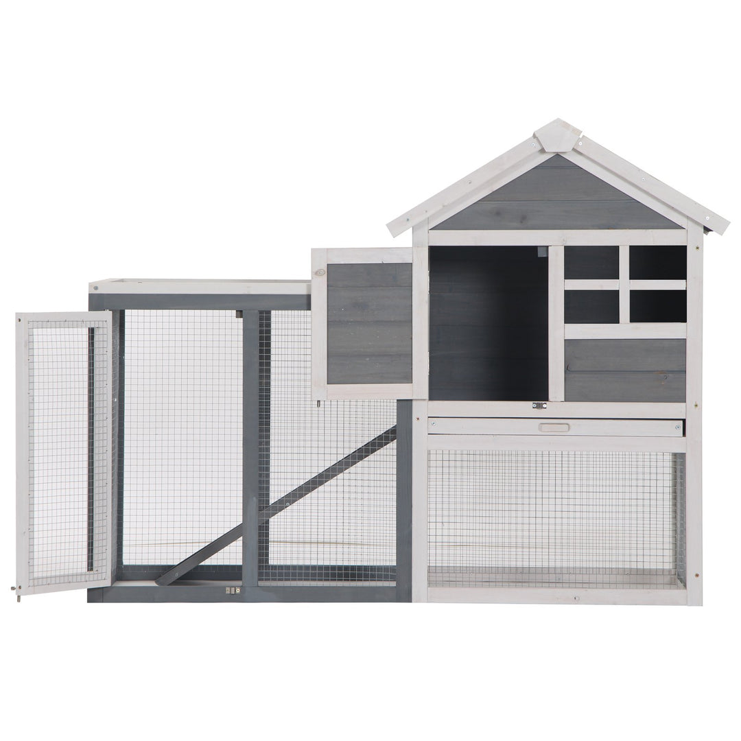 2 Tier Wooden Guinea Pigs Hutches Guinea Pig Cage Rabbit Cage Pull Out Tray W/ Ramp 122 x 62.6 x 92 cm