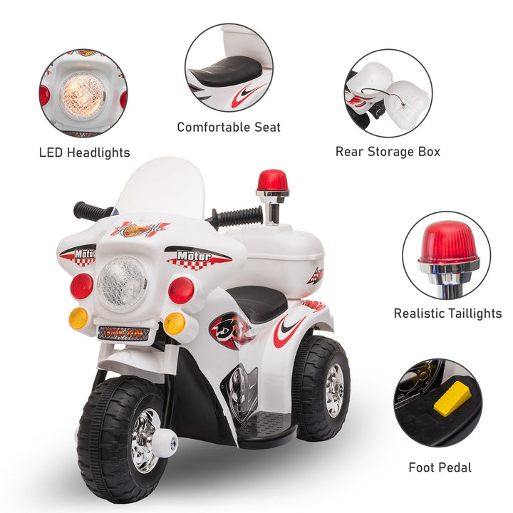 HOMCOM Toddlers Electric PP Motorcycle Ride On Trike White