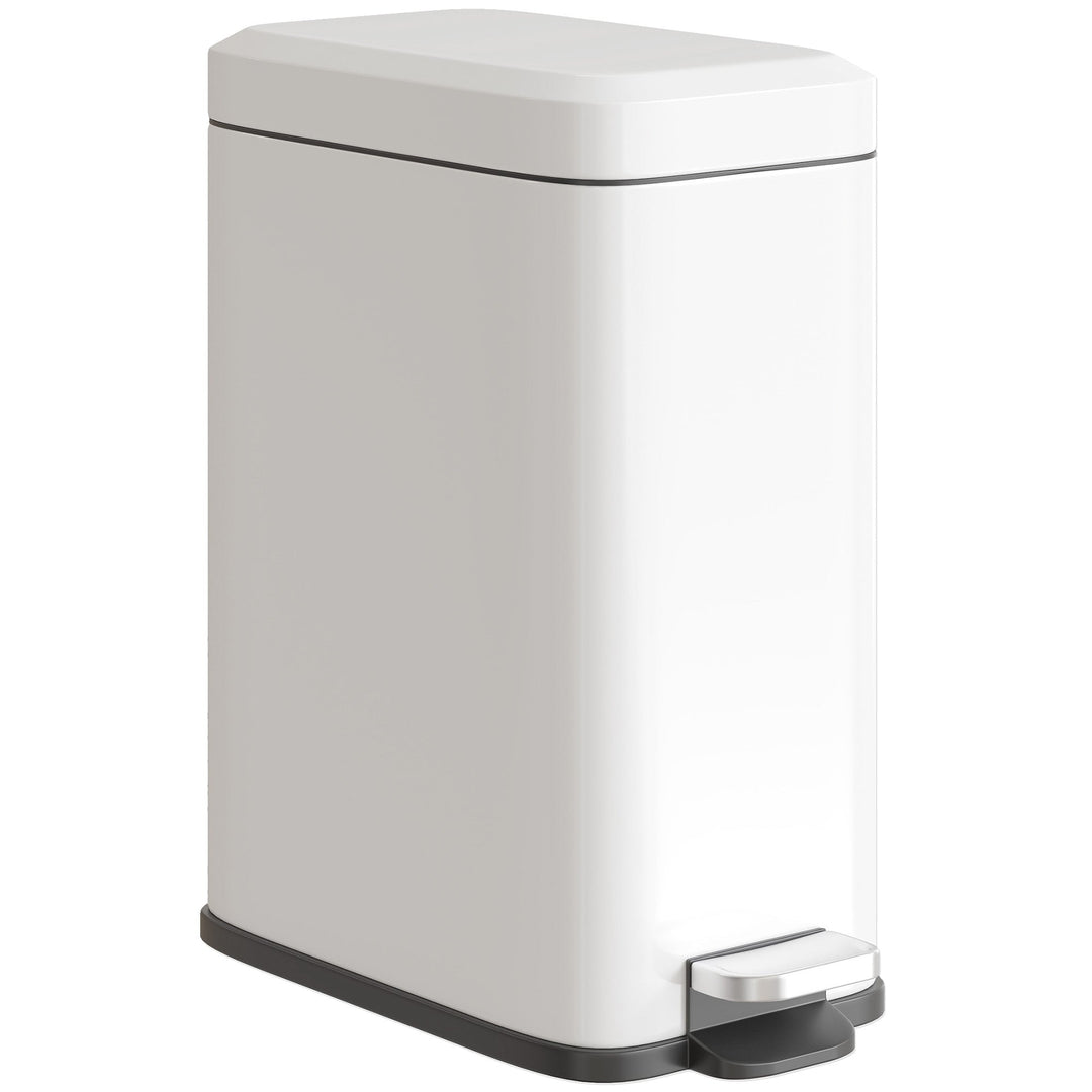 MCL 5L Rectangular Compact Bin Steel Body Removable Bucket Quiet-Close Lid w/ Pedal Lid Rubbish Trash Can Home Office Bedroom Bathroom Living Room Garbage Tidy Clean