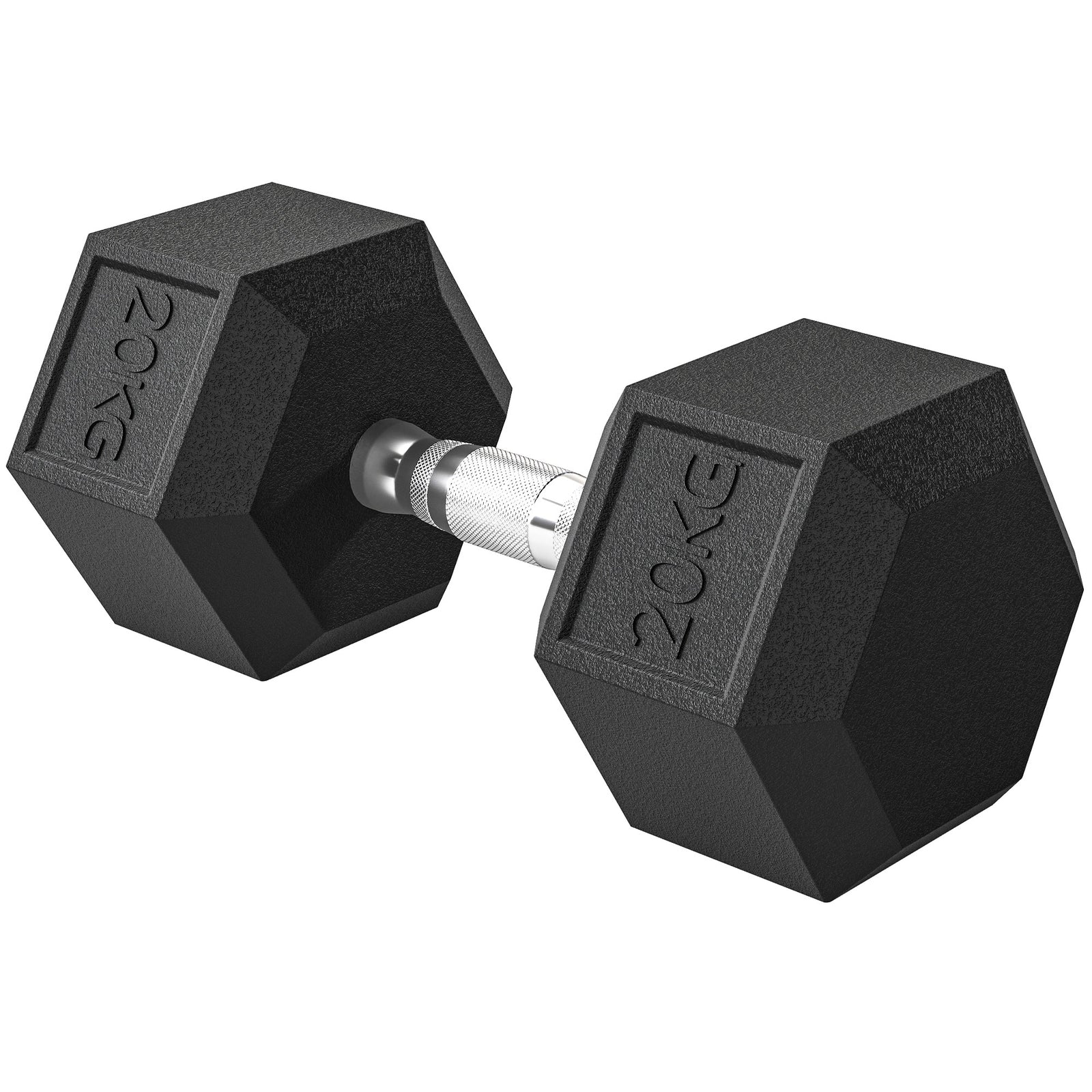 20KG Single Rubber Hex Dumbbell Portable Hand Weights Dumbbell Home Gym