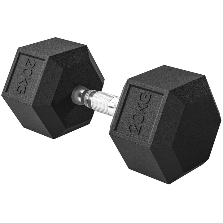 MCL 20KG Single Rubber Hex Dumbbell Portable Hand Weights Dumbbell Home Gym