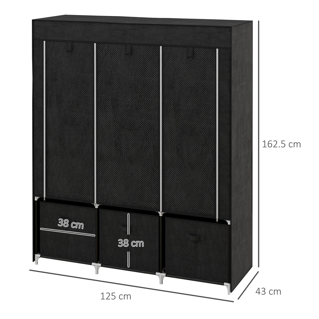 Foldable Fabric Wardrobe for Bedroom, Portable Wardrobe with 5 Shelves