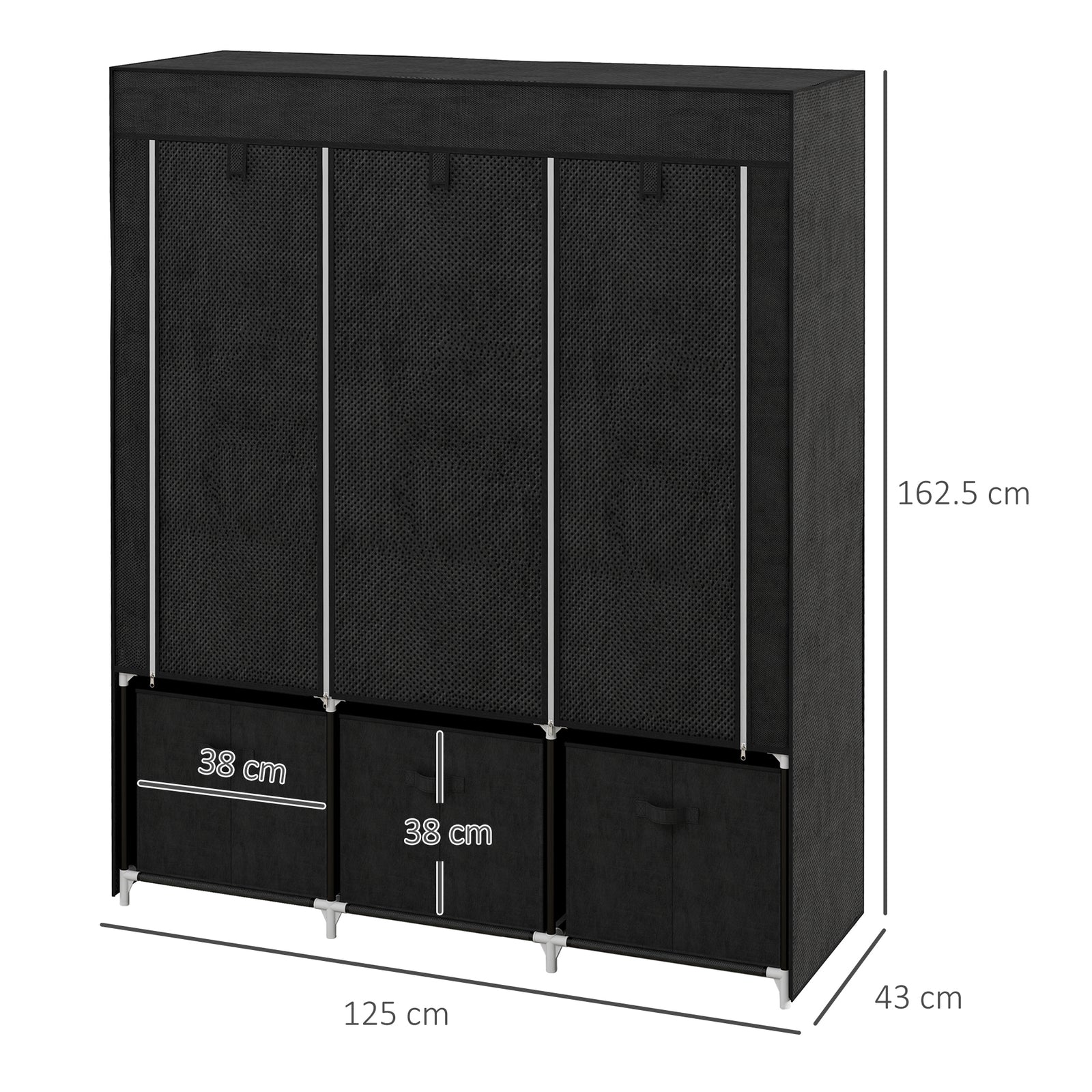 Foldable Fabric Wardrobe for Bedroom, Portable Wardrobe with 5 Shelves