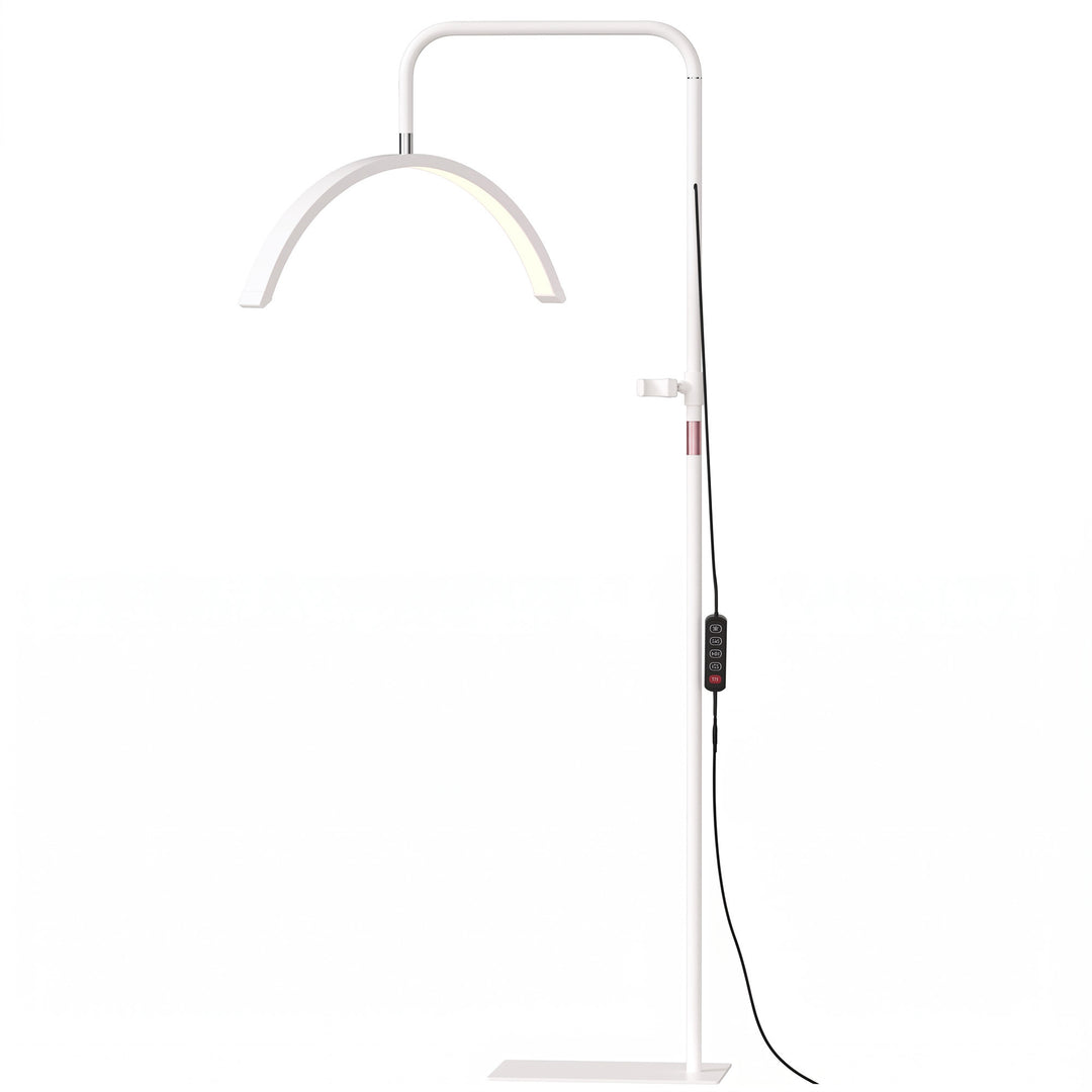 Half Moon Lash Light, Beauty Floor Lamp with 350° Rotatable Head, 7 Colour Temperature and Phone Holder, Dimmable Standing Lamp for Eyelash Extension, Tattoo, Nails, Skincare - White