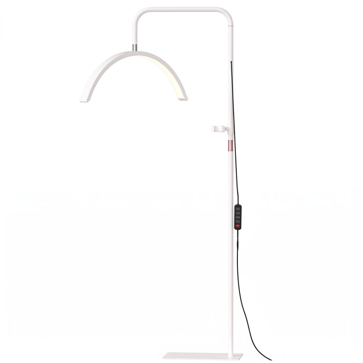Half Moon Lash Light, Beauty Floor Lamp with 350° Rotatable Head, 7 Colour Temperature and Phone Holder, Dimmable Standing Lamp for Eyelash Extension, Tattoo, Nails, Skincare - White