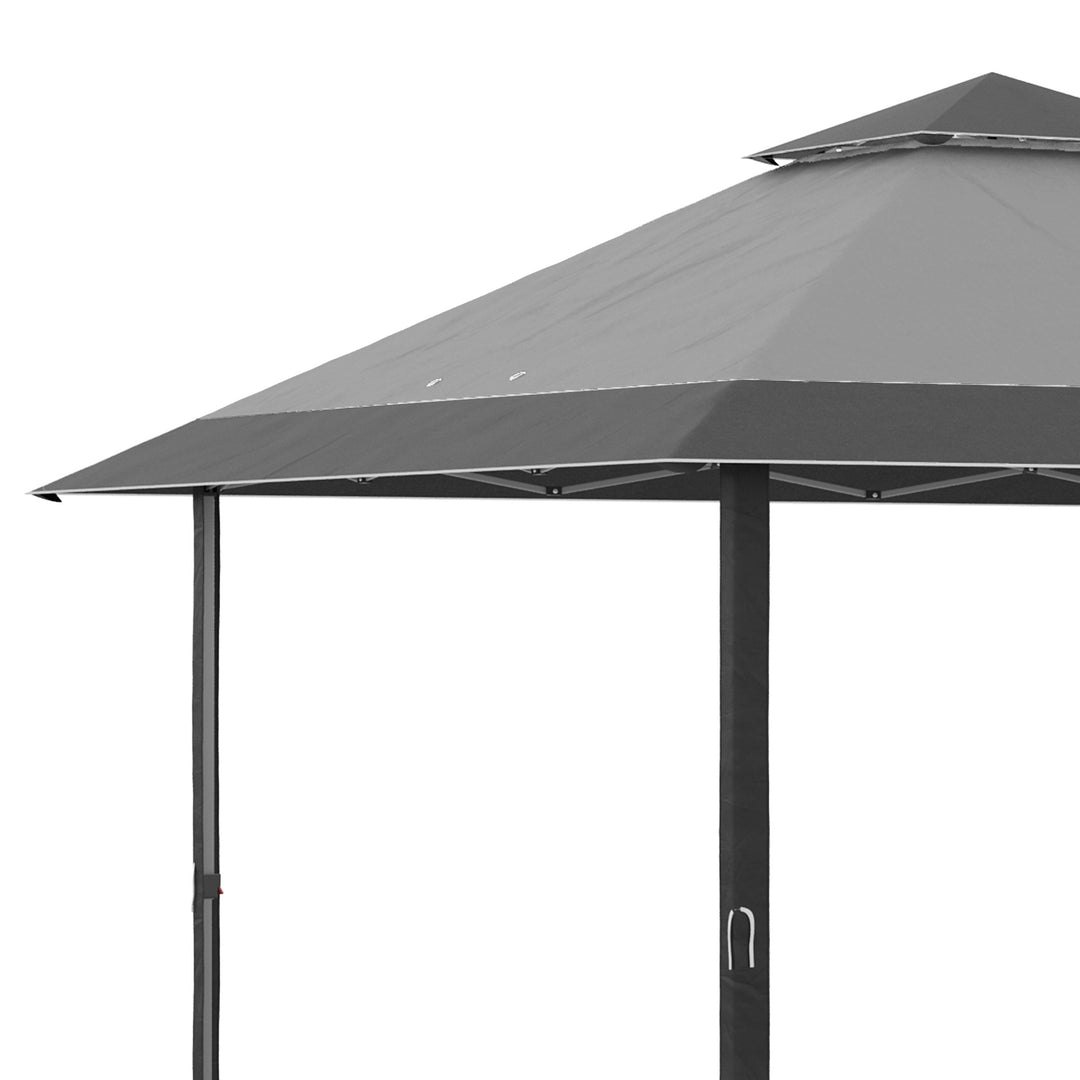 4 x 4m Pop-up Gazebo Double Roof Canopy Tent with UV Proof, Roller Bag & 3-Level Height Adjustable Outdoor Party, Steel Frame, Grey