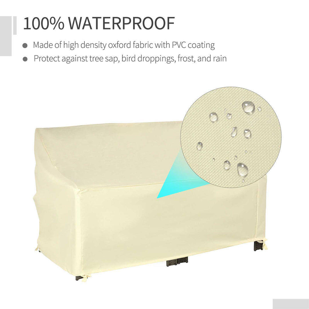 600D Oxford Cloth Furniture Cover, 2 Seater Sofa Protector for Garden Patio, Outdoor, Waterproof, Beige, 140L x 84W x 56/94H cm