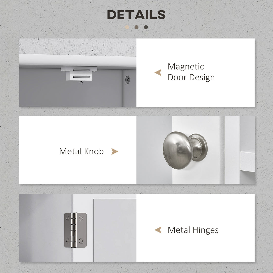 MCL Bathroom Cabinet, Wall Mount Storage Organizer with Mirror, Adjustable Shelf for Bathroom, Kitchen, Bedroom, White