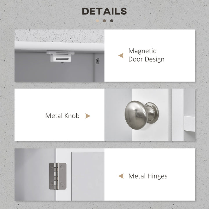 MCL Bathroom Cabinet, Wall Mount Storage Organizer with Mirror, Adjustable Shelf for Bathroom, Kitchen, Bedroom, White