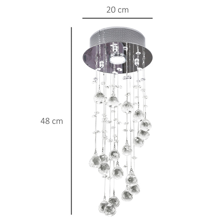 HOMCOM Metal Crystal Ceiling Light Chandelier Elegant Pendant Lamp Living Room Stairway Stairway Spiral Rain Drop Pendant Lamp Silver | Aosom UK