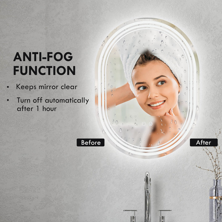 700 x 500mm Bathroom Mirror with LED Lights Makeup Mirror with Anti-fog Touch, Switch, Vertical or Horizontal