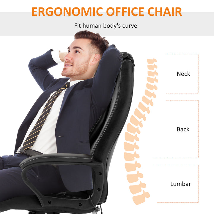 Office Chair with 6-Point Maaage, PU Desk Chair with Padded Seat and Armrest, Computer Chair with Tilt Function for Home, Black