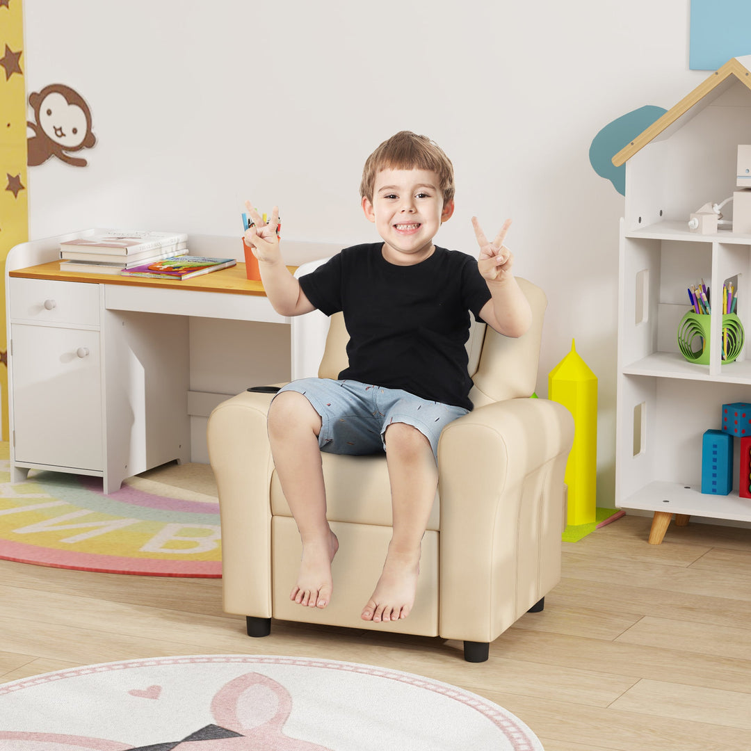 Kids Recliner Chair, PU Leather with Adjustable Backrest, Footrest, Padded Headrest