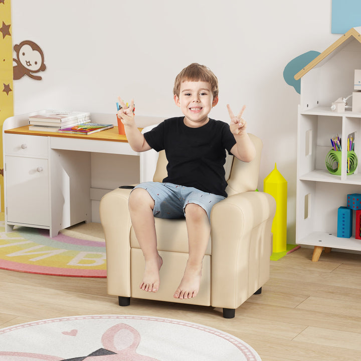 Kids Recliner Chair, PU Leather with Adjustable Backrest, Footrest, Padded Headrest