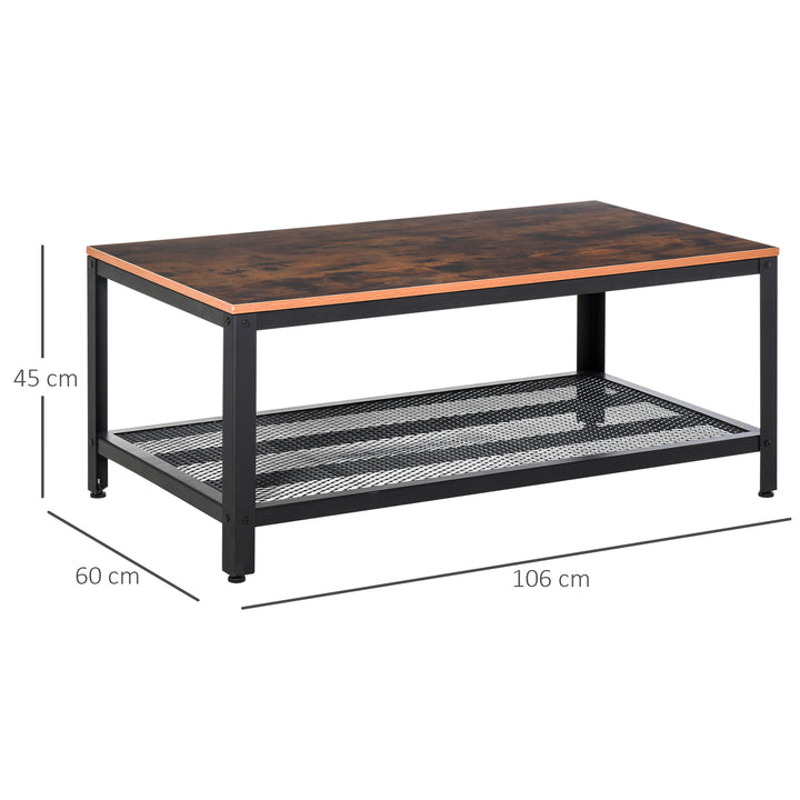 HOMCOM Industrial Coffee Table with Storage Shelf, Metal Frame, Two-Tone Modern Living Room Organiser, Wood Effect | Aosom UK