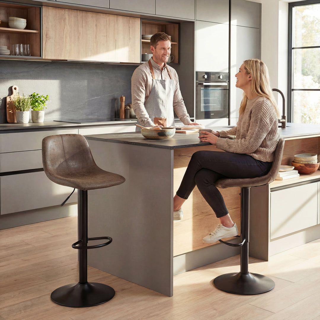 Bar Stools Set of 2, Modern Swivel Barstools with Footrest for Kitchen