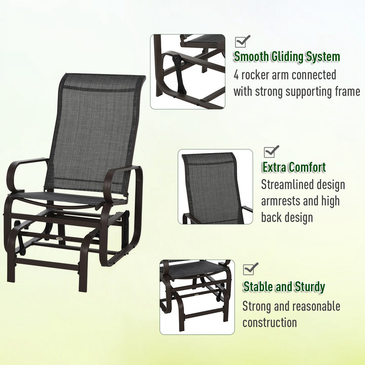 Outsunny 3 piece Outdoor Swing Chair with Tea Table Set, Patio Garden Rocking Furniture