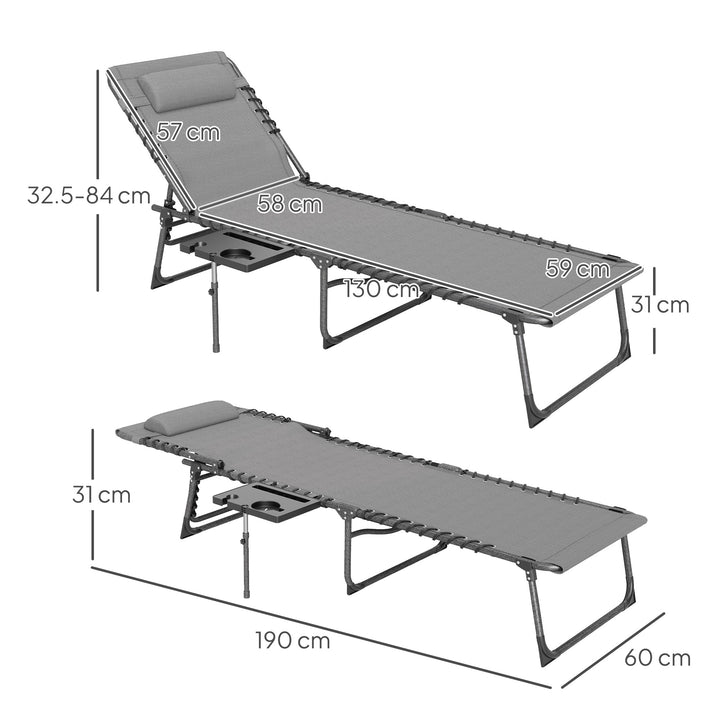 Five-Position Reclining Sun Lounger - Grey