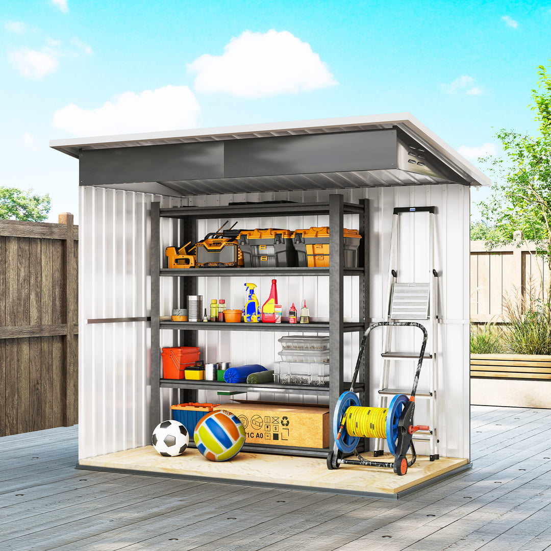 7 x 4ft Galvanised Steel Garden Shed, with Lock and Gloves - Grey