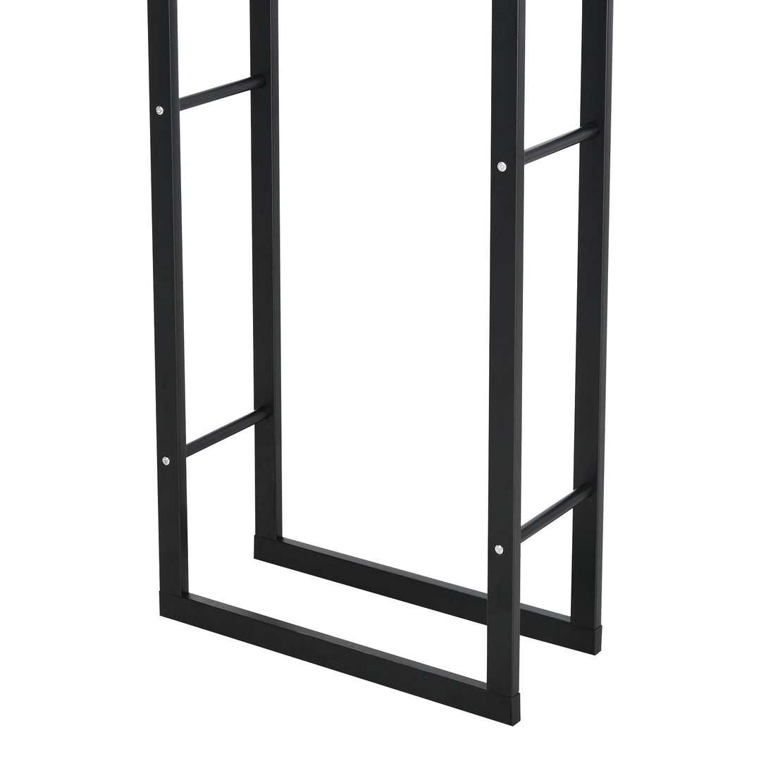 Metal Firewood Log Holder Tall Firewood Rack Indoor Outdoor Fireplace Wood Storage Shelf with Side Rails, Rust-Resistant, Black, 40W x 25D x 150H cm