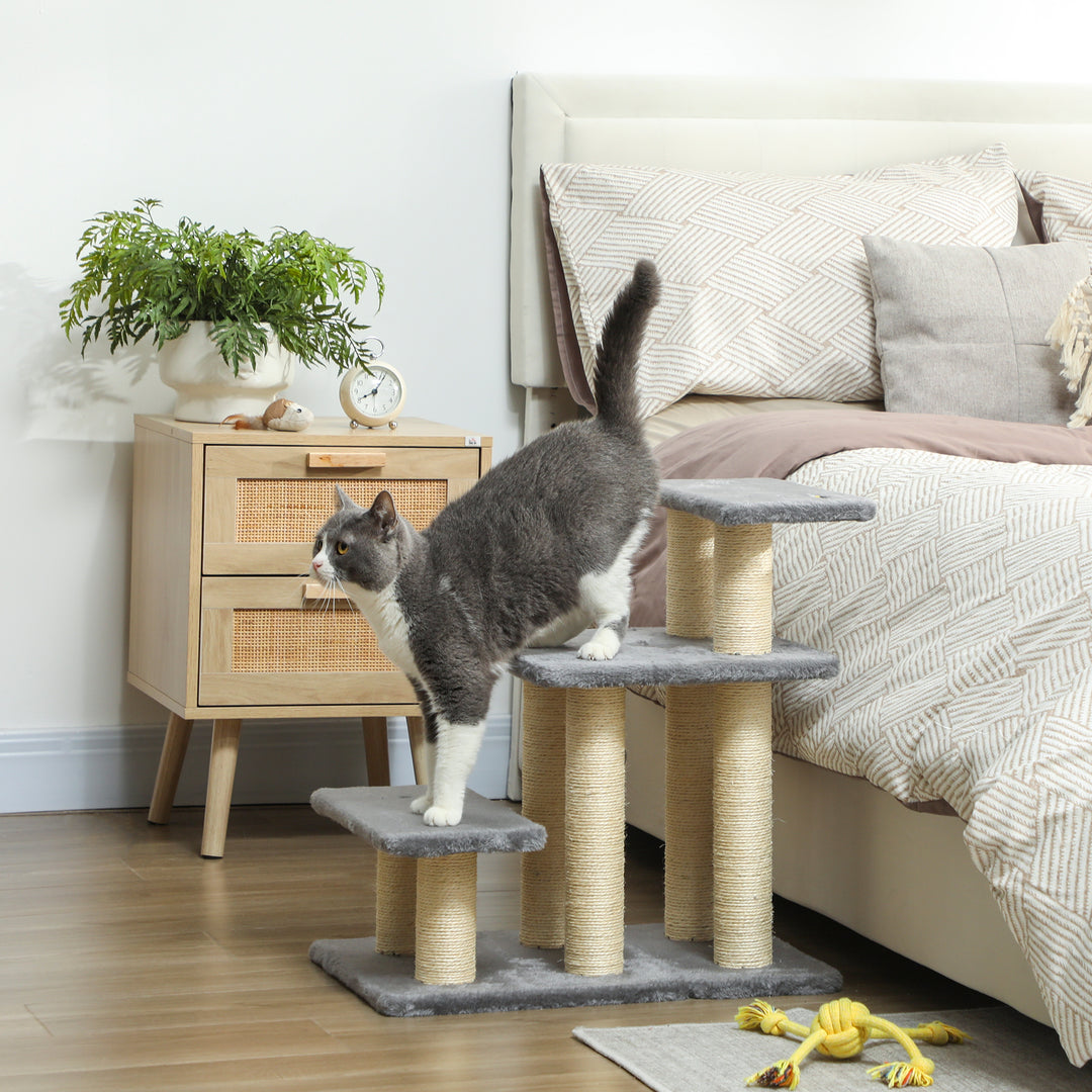Dog Steps for Bed, 3 Step Adjustable Pet Stairs for Sofa with 6 Sisal 