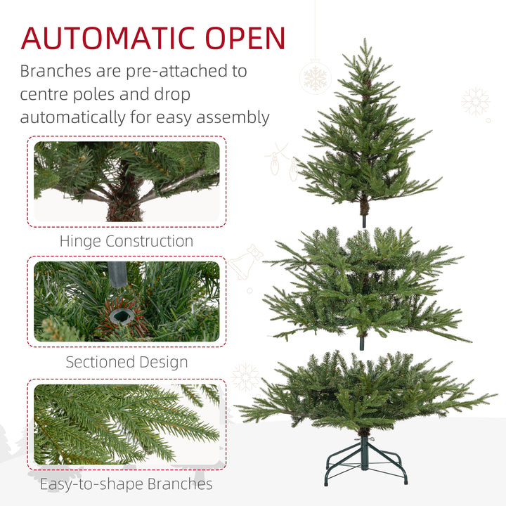 HOMCOM 5ft Artificial Christmas Tree with 1724 Tips, Metal Base, Realistic Hinged Xmas Tree, Easy to Assemble, Green