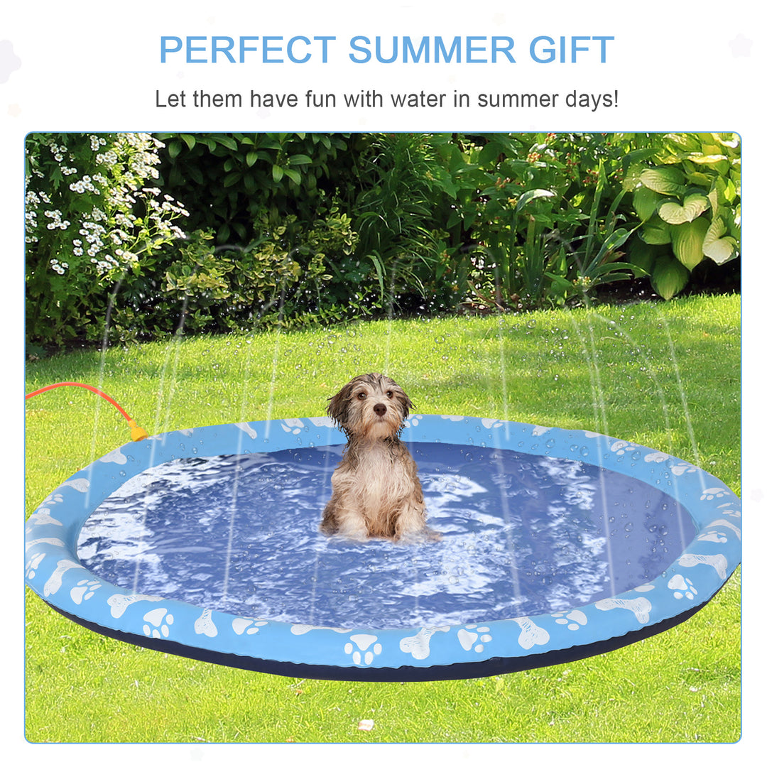 Dog Splash Pad, Pet Sprinkler Mat, Non-Slip Dog Paddling Pool, Foldable Outdoor Sprinkler and Splash Mat Water Play for Garden, Patio, Summer Fun, 170 cm