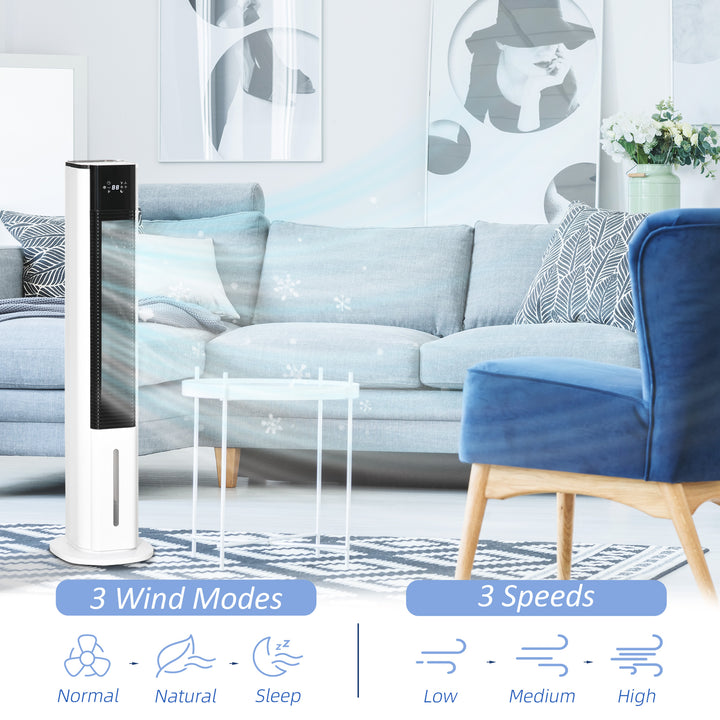 Portable Air Cooler, 6L Tank Humidifier Evaporative Ice Cooling Fan Water Conditioner Unit with 3 Modes, 3 Speed, Remote, Timer, Oscillating for Home Bedroom, White