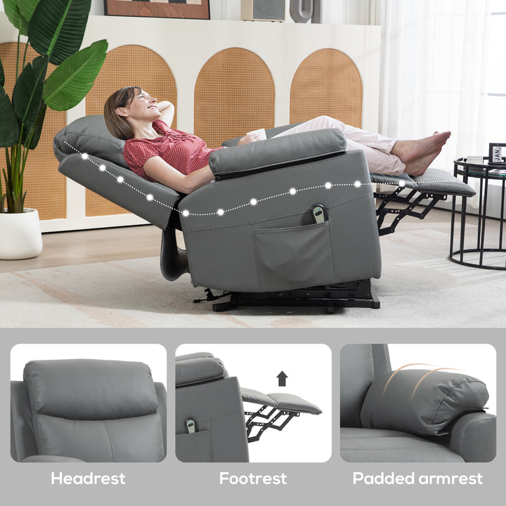 Faux Leather 70° Electric Riser Recliner Chair, Charcoal Grey