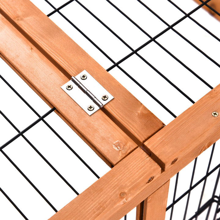 Wooden Rabbit Hutch Outdoor, Guinea Pig Hutch, Detachable Pet House Animal Cage with Openable Run & Roof Lockable Door Slide-out Tray 146 x 95 x 69cm