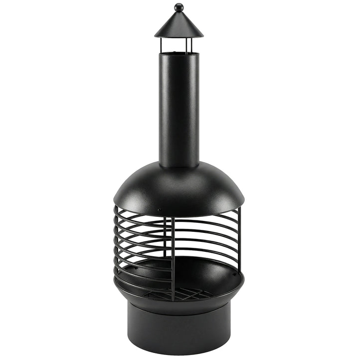 Chimney Fire Pit, Portable Wood Burning Firepit with Poker, Charcoal G