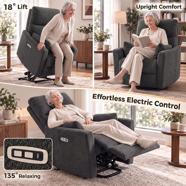 Riser Recliner Chair with Massage and Heat, Teddy Fleece Electric - view 4
