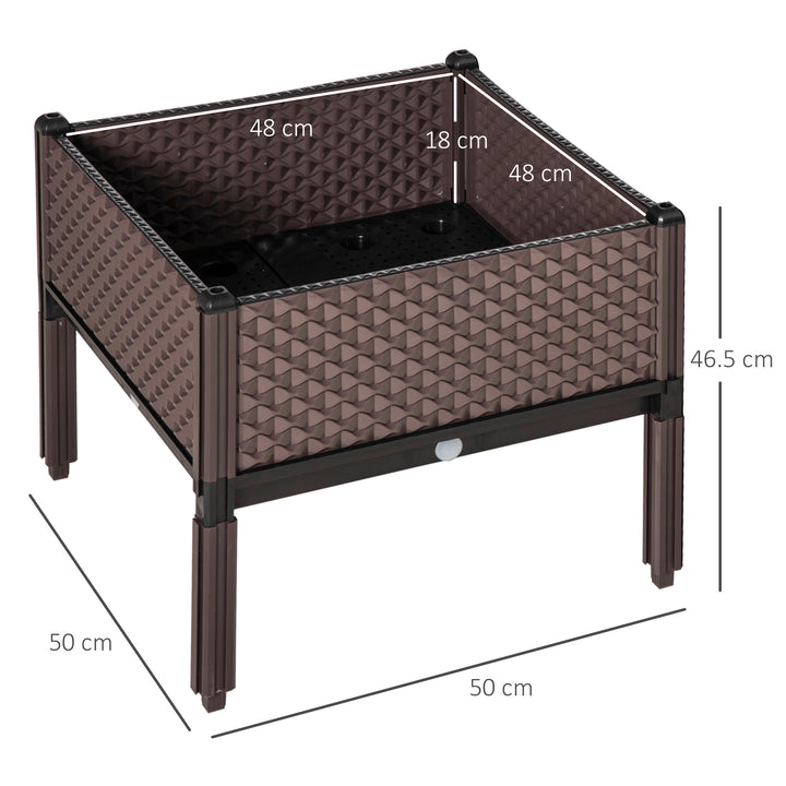 50cm x 50cm x 46.5cm Set of 2 41L Garden Raised Bed, Elevated Planter Box, Flower Vegetables Planting Container with Self-Watering Design and Drainage Holes