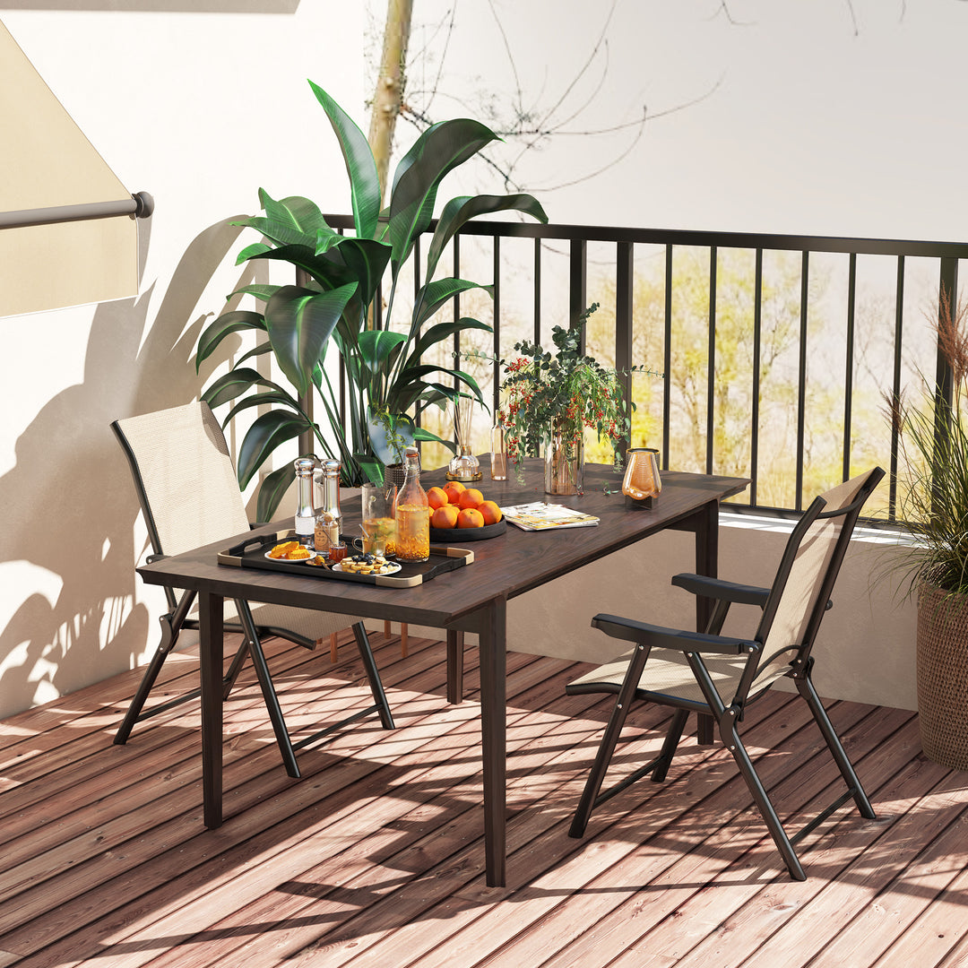 Set of Two Folding Outdoor Chairs - Brown/Black