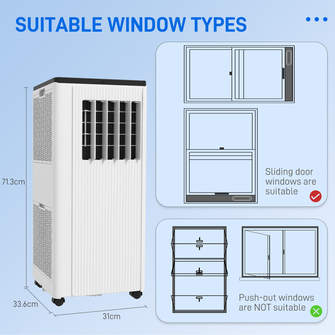 HOMCOM Smart WiFi Air Conditioner: 7000 BTU Cooling for 15m² Rooms, Dehumidifier & Fan Functions, 24-Hour Timer, White | Aosom UK