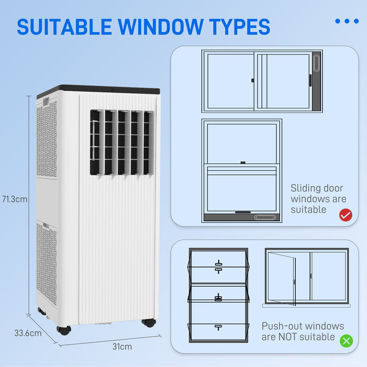 HOMCOM Smart WiFi Air Conditioner: 7000 BTU Cooling for 15m² Rooms, Dehumidifier & Fan Functions, 24-Hour Timer, White | Aosom UK