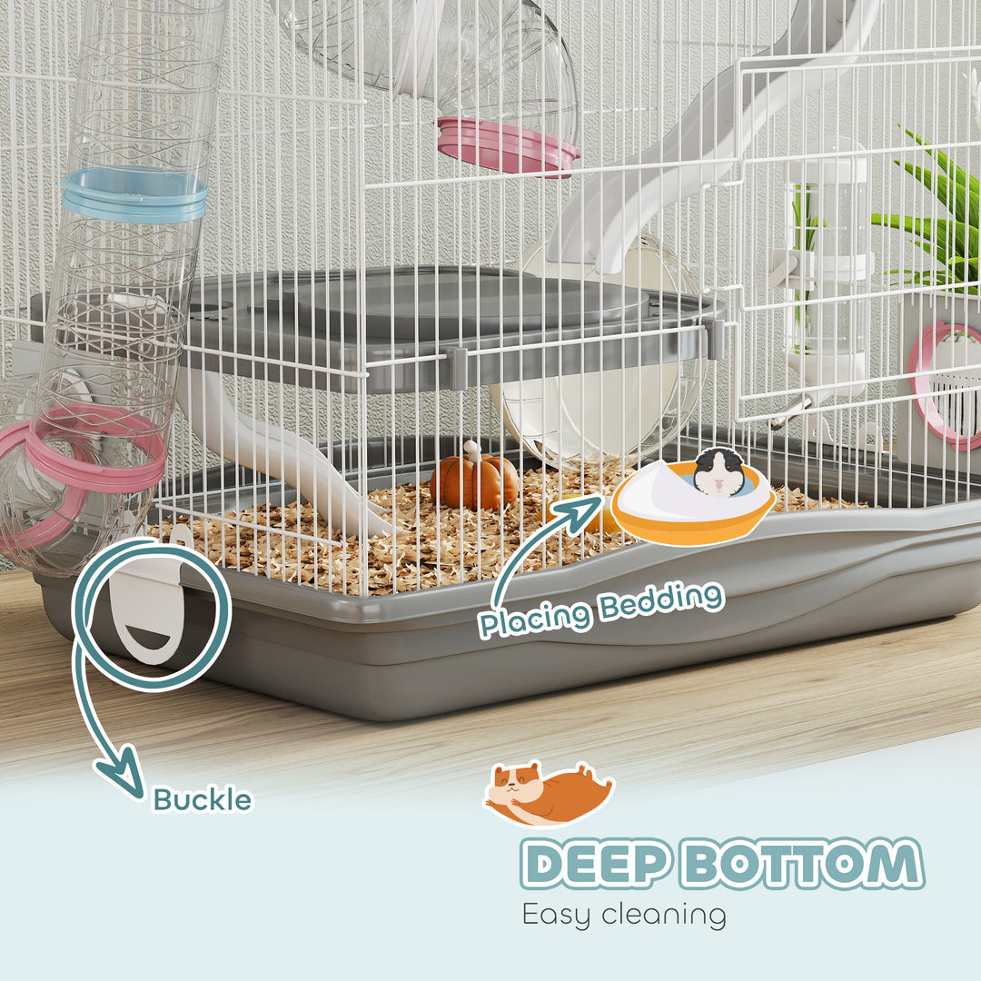 3-Tier Hamster Cage with Exercise Wheels, Water Bottle, Food Dish, for Dwarf Hamsters, 45 x 30 x 45 cm