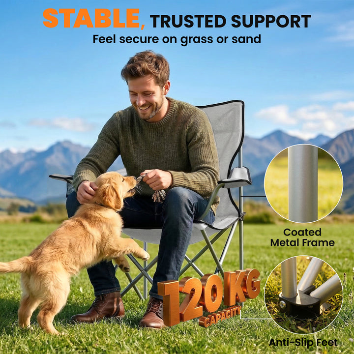 Camping Chair Set of 2 Portable Folding Outdoor Camp Chair with Cup Ho