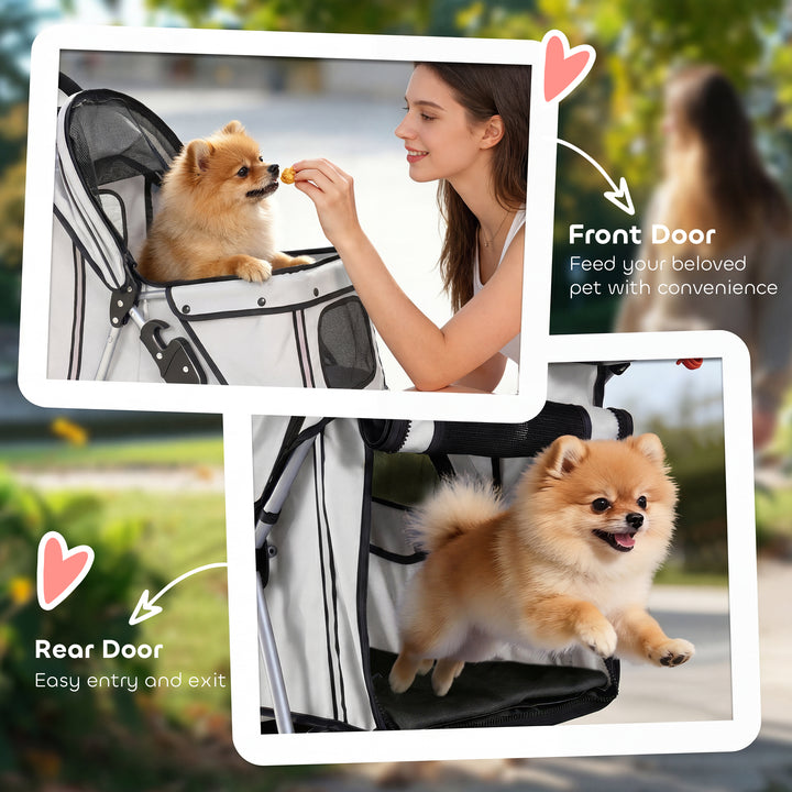 Dog Stroller, 3 Wheels Foldable Pet Stroller with Adjustable Canopy, S