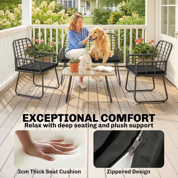 4 Piece Rattan Garden Furniture Set, Outdoor Patio Furniture with Love