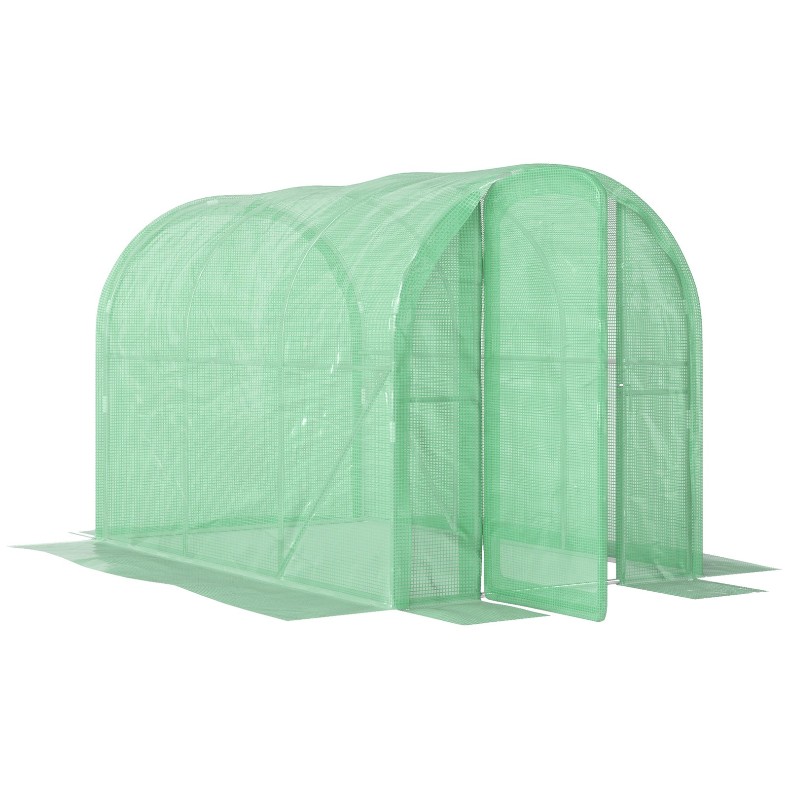 3 x 2 x 2m Polytunnel Greenhouse with Hinged Door, Walk-in Grow House Tent with PE Cover and Galvanised Steel Frame, Green